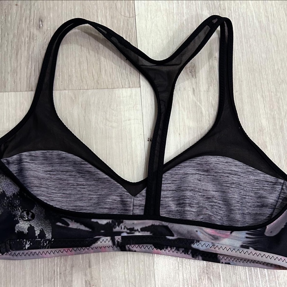 Lululemon Floral Black Mesh Racerback Bra